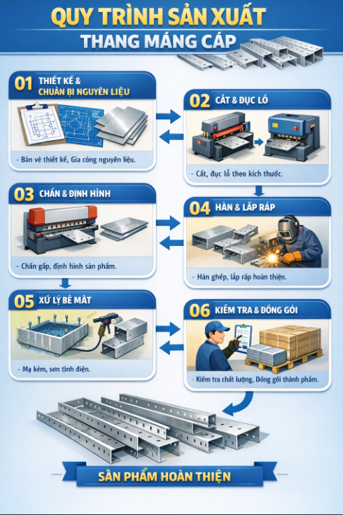 Quy trình sản xuất thang máng cáp